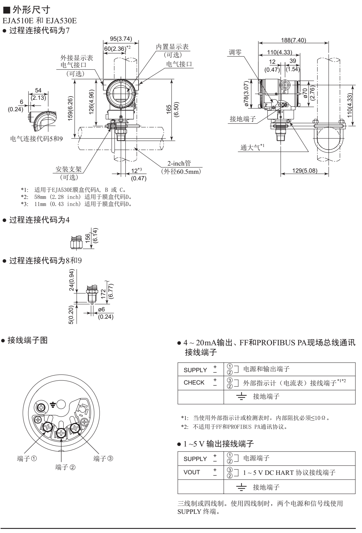 EJA530E絕對(duì)壓力變送器外形尺寸